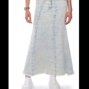 NWT AKIRA ULTRA BLEACH WASH DENIM MAXI SKIRT SIZE M